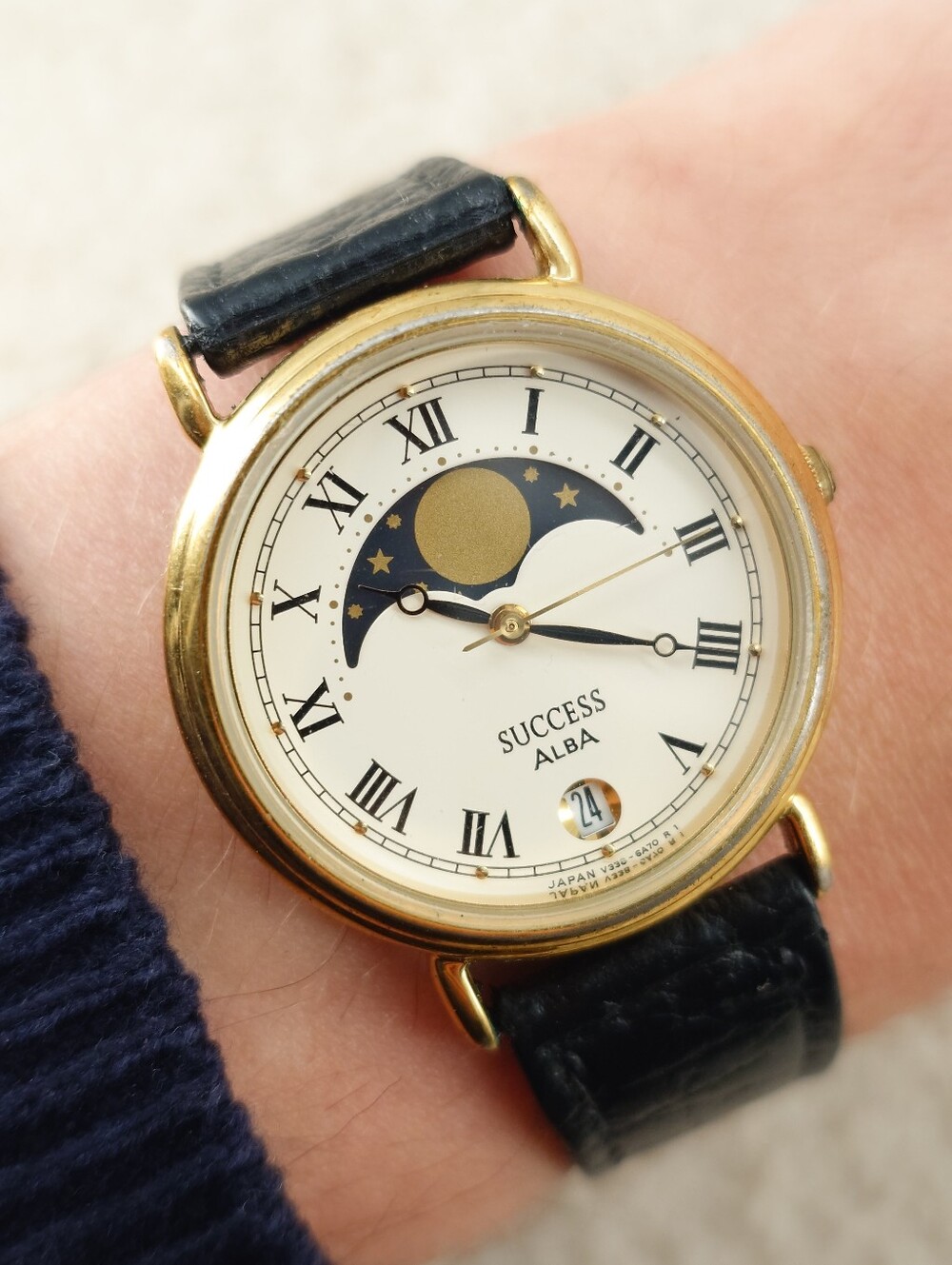 Alba Seiko Men’s Watch Success V338-6A70 Moon Phase JDM Quartz 31mm Vintage JDM